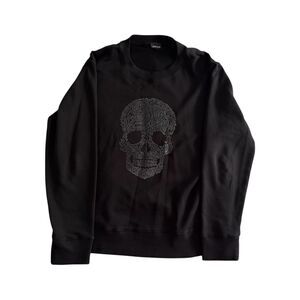 Just Cavalli Long Sleeve T-Shirt Black 3D Skull Men Size Large